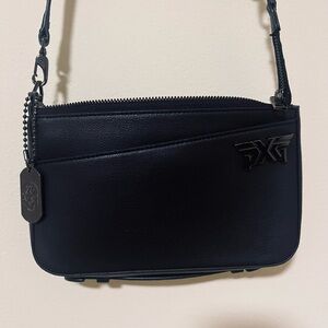 Small black PXG cactus leather crossbody purse